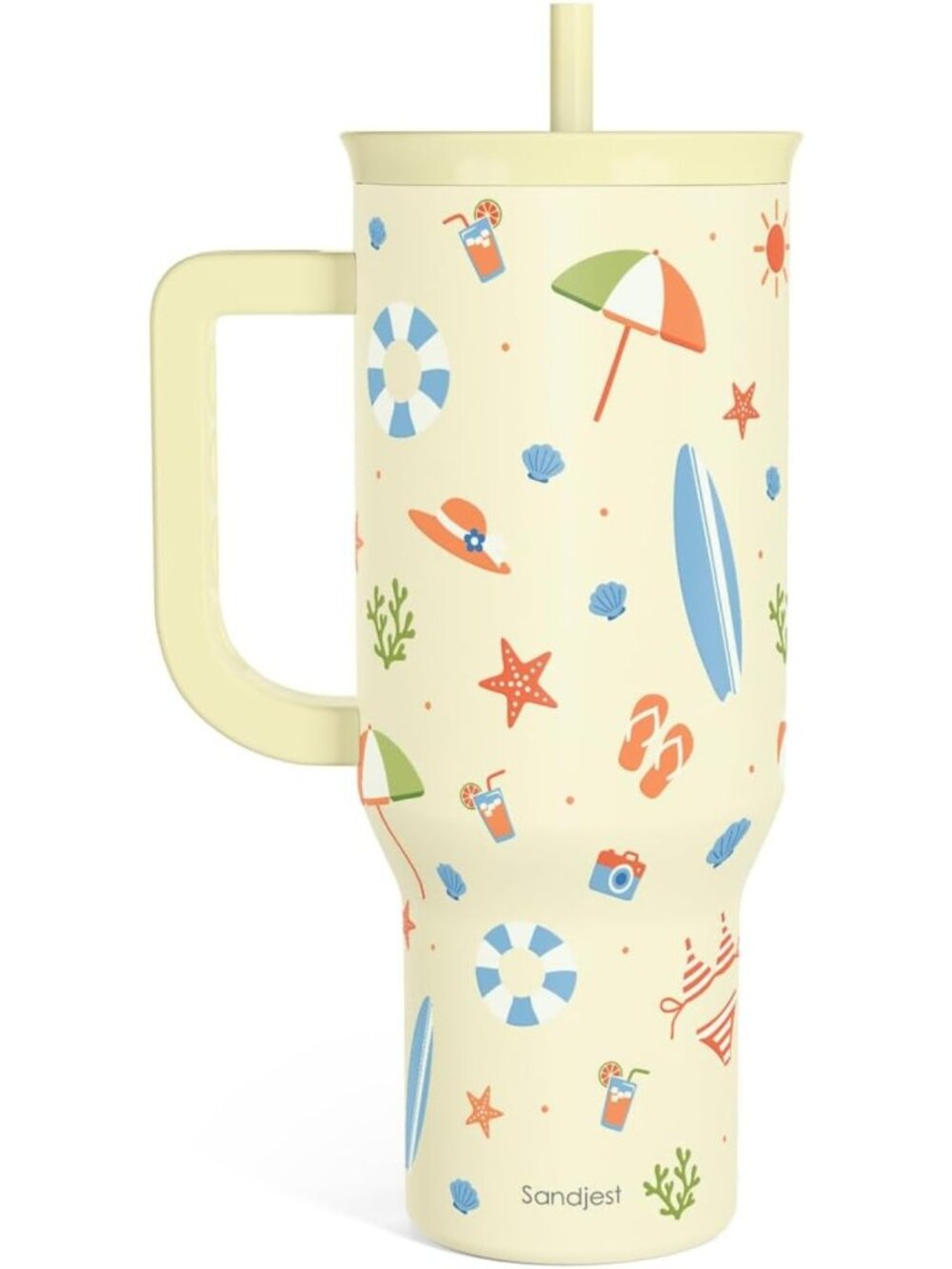 Insulated 40oz Beach Tumbler with Handle & Straw - Perfect Gift for Summer Fun!